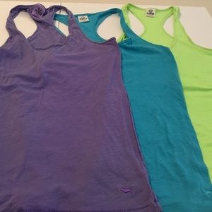 Racerback shirt. Purple,blue and green. M. Pink